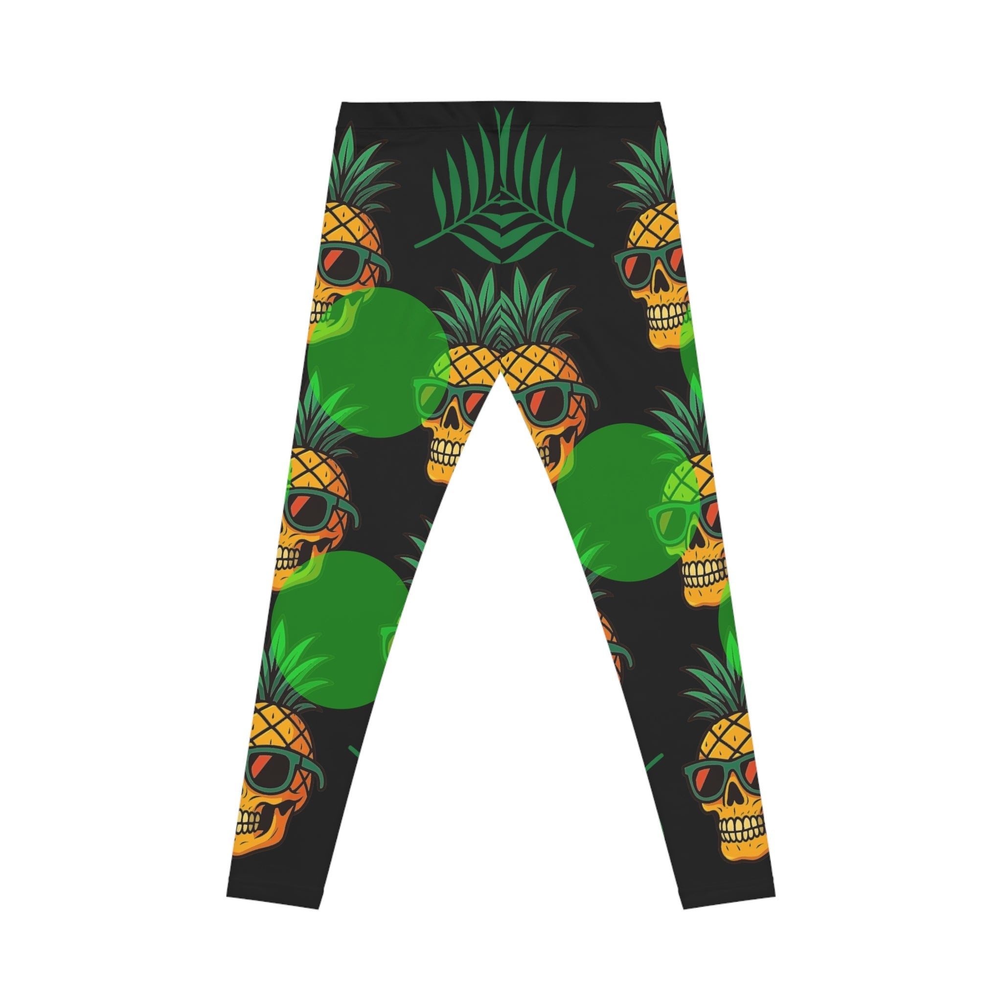 Trendy Skull Pineapple Leggings – Tropical Workout Pants for Women | Summer Festival Apparel
